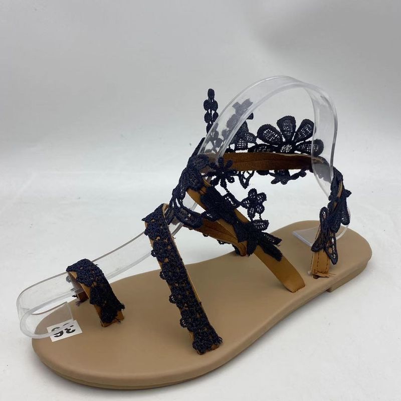 sandali con tacco piatto a forma di fiore in tinta unita di grandi dimensioni taglia grande 35-43_voghion.com