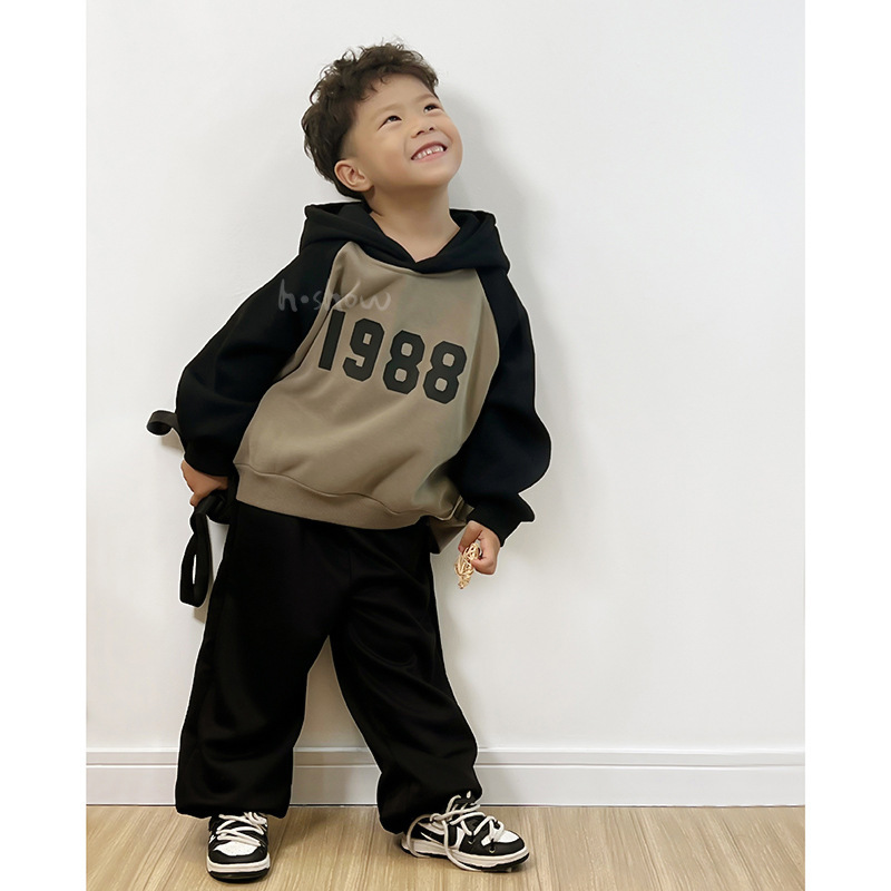 Mädchen-Set, Plüschpullover, Kapuzen-Winteroberteil für Mädchen, verdickte koreanische Version, Ausländerhose, Flut 0156A013_voghion.com