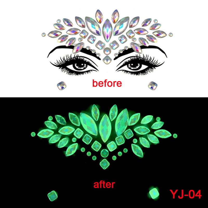 Nouvel autocollant pour le visage EDM, autocollant pour le visage fantôme d'Halloween en diamant, autocollant pour les sourcils en cristal lumineux en diamant, autocollant pour le visage lumineux en diamant_voghion.com