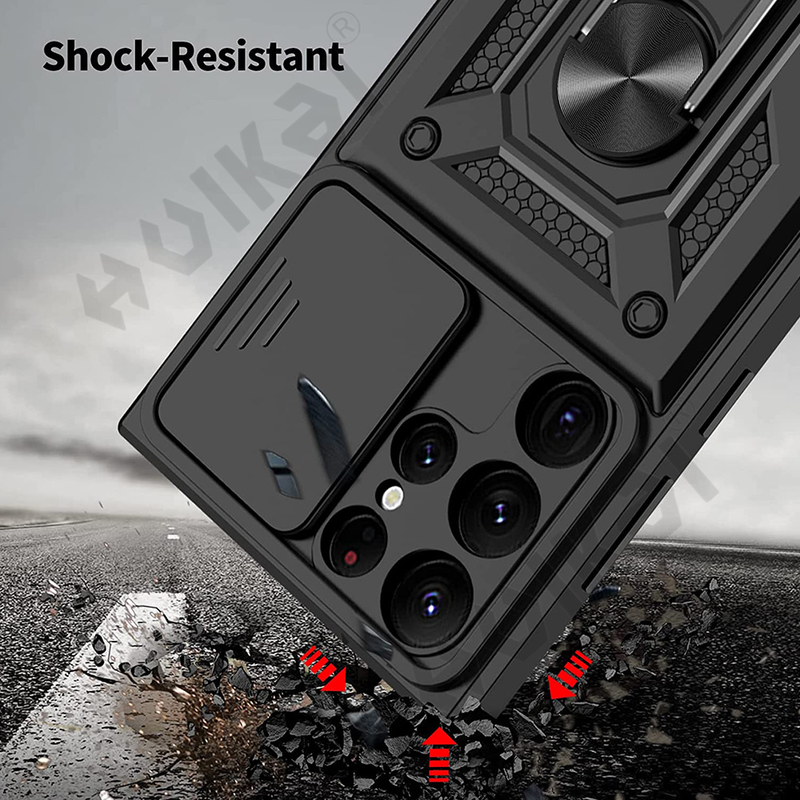 Voor Galaxy S22 Ultra 5G hoesje Samsung S22 S21 FE Ultra Plus A52 A53 A73 Slide Stand Ring Camera Militaire Klasse Armor Ring_voghion.com