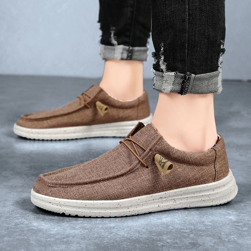 Große Größe Herren Loafer Canvas Casual Slip-On Driving Lazy Schuhe Stoff_voghion.com