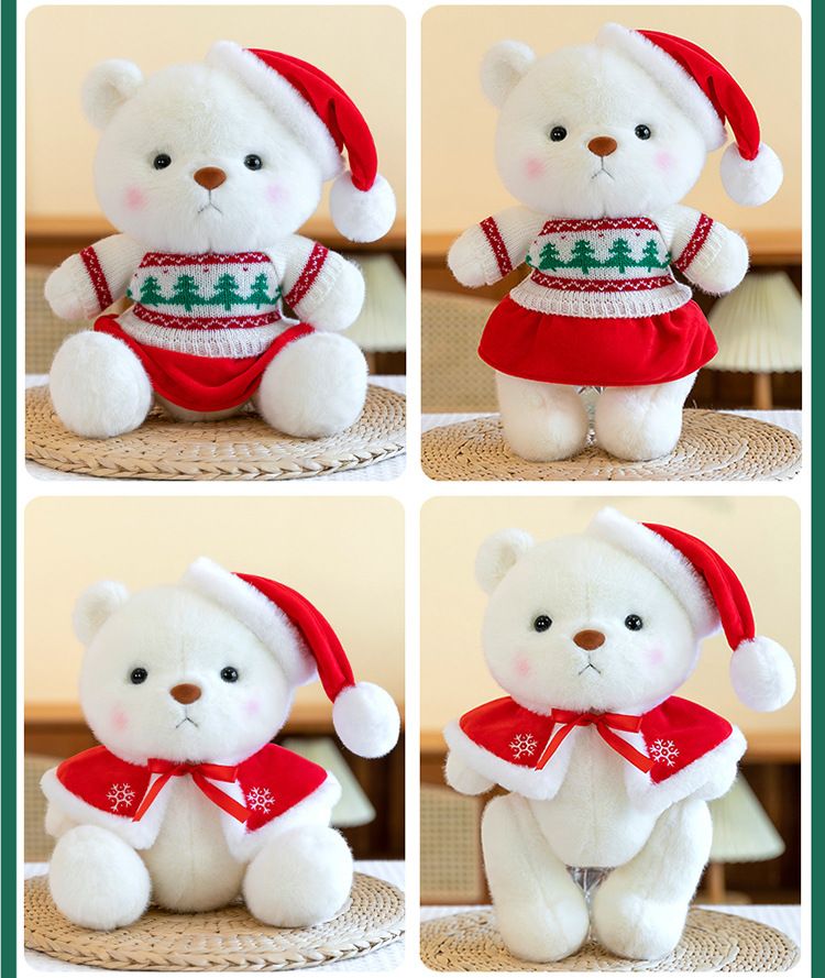 Movable Joint Christmas Teddy Bear Plush Toy - 30cm Soft Stuffed Animal Doll With Sweater/Cape/Scarf Outfits, Perfect Gift For Kids & Couples_voghion.com