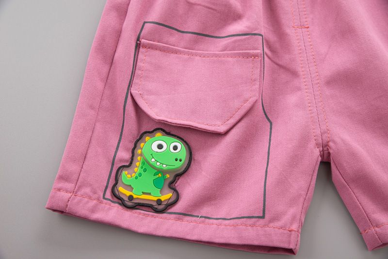 Jongen 3D Dinosaurier Kuerzärmel Set 2024 Nei Kanner Cool a Modesch Summerbabykleeder_voghion.com