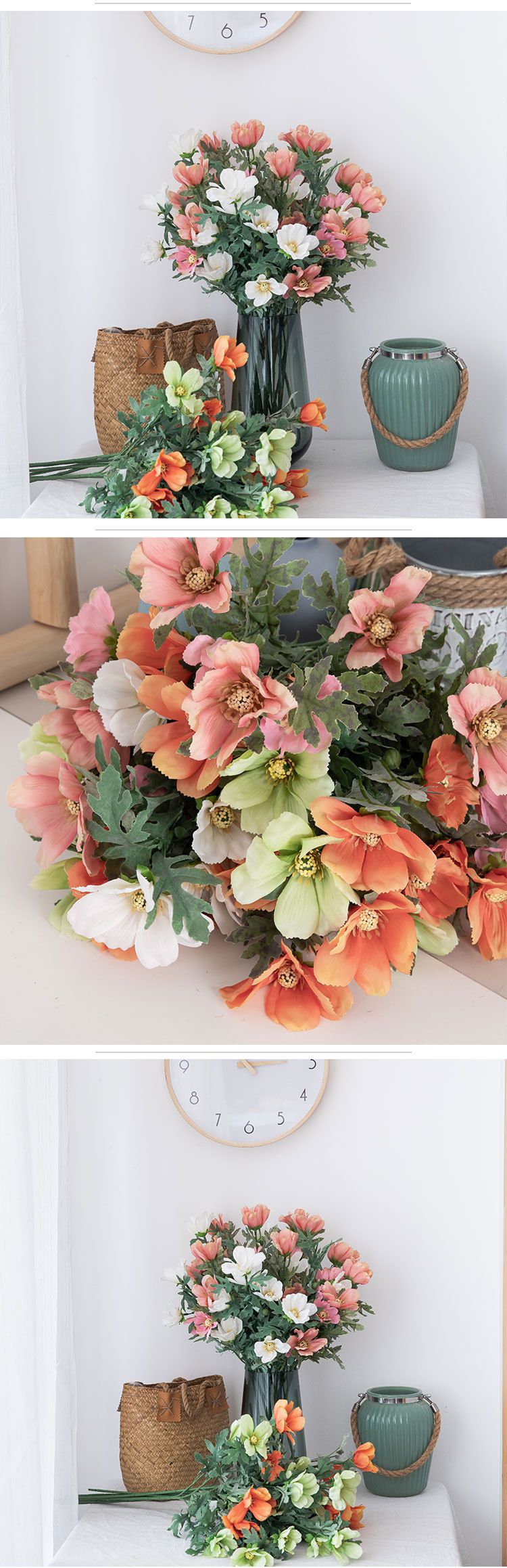 Cosmos fiore artificiale fiore rosa produttore decorazione per la casa matrimonio fiore portatile fiore da strada fiore artificiale da parete DY10-104_voghion.com