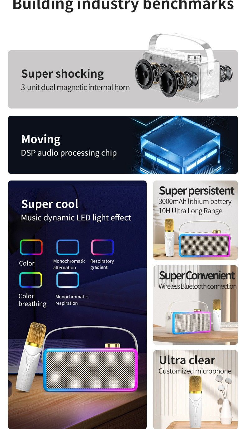 Yeni Bluetooth Hoparlör Ev Karaoke Hoparlörü Açık Hava Taşınabilir El Tipi Subwoofer USB Kart Hediye Hoparlör_voghion.com