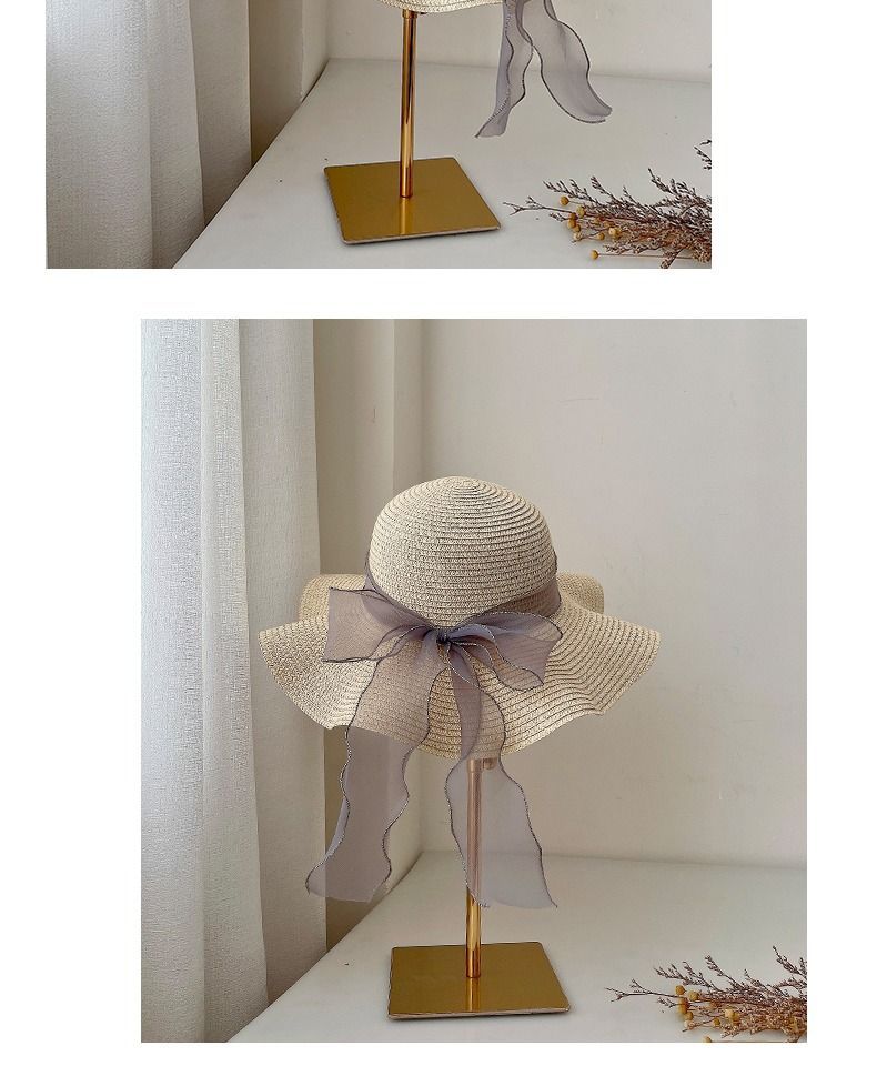Summer large brimmed straw women's foldable beach UV resistant hat, sun protection hat_voghion.com