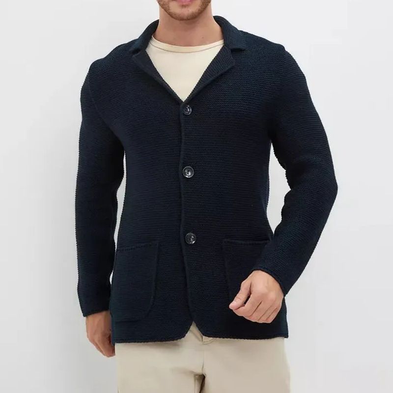 Autumn And Winter New Sweater Cardigan Men's Lapel Knitted Suit Jacket Men's Sweater_voghion.com