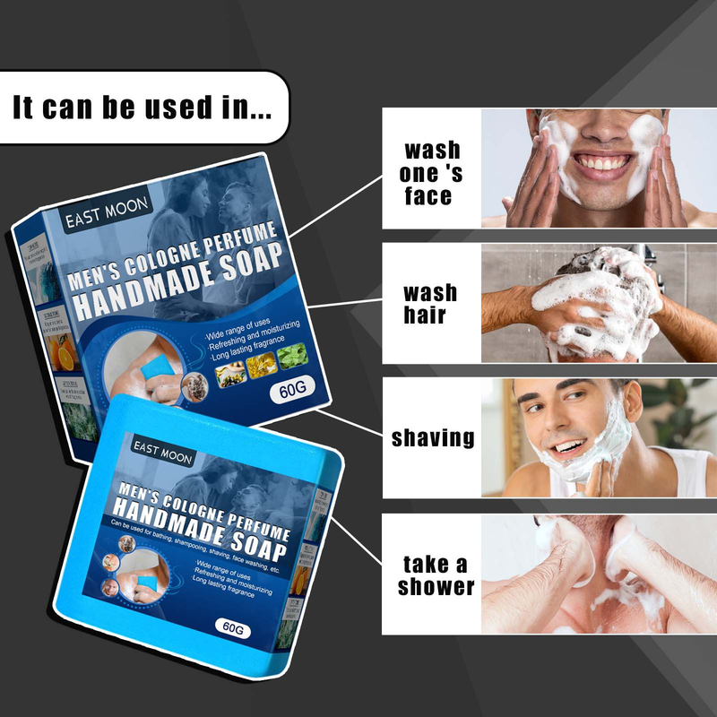 Face Wash Soap for Men Cologne Fragrance Handmade Soap Gentle Refreshing Oil Control Anti Acne Remove Blackhead Body Bath Soap_voghion.com