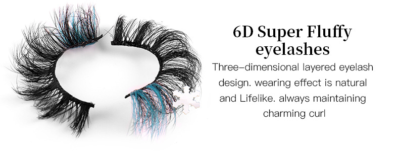 Lash extension set 5 Pairs of colorful high mink hair false eyelashes Christmas eyelashes Snow decorated false eyelashes_voghion.com