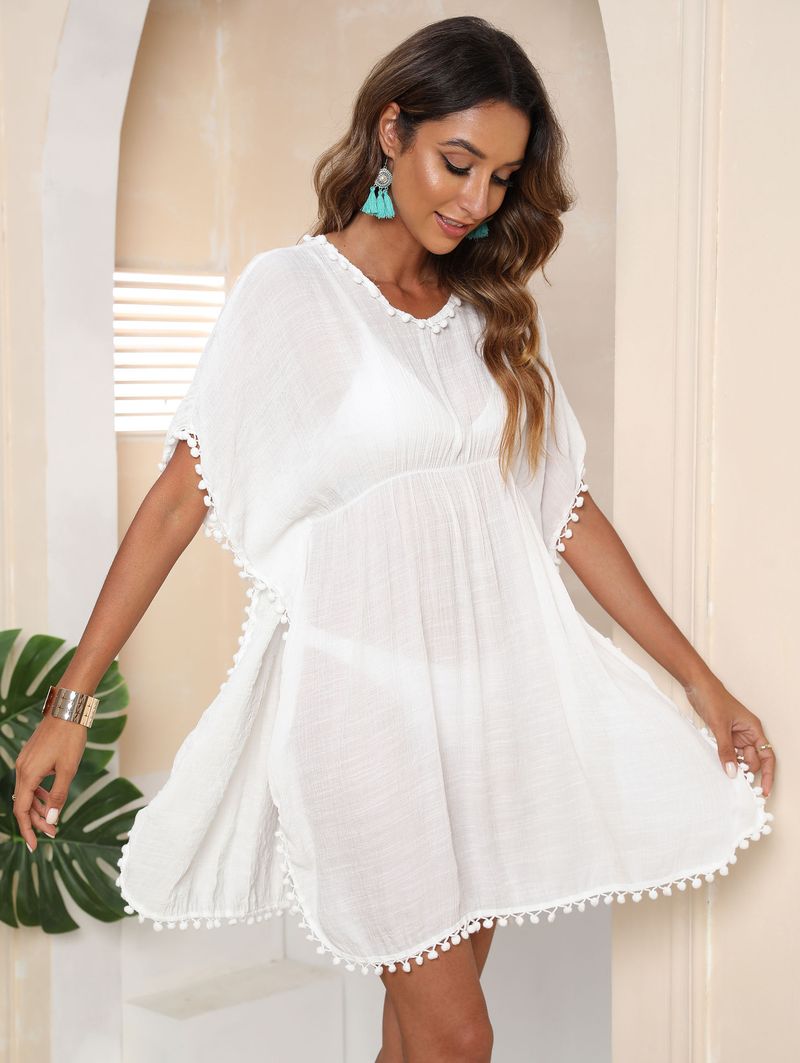 Copricostume da donna in stile vacanza al mare, camicetta da spiaggia, patchwork in pizzo, irregolare, con scollo a V_voghion.com