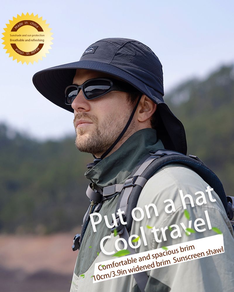 Hot Sale Xioguan 100% polyester 9249 summer men's and women's large brimmed shawl fisherman quick drying breathable sunshade hat_voghion.com