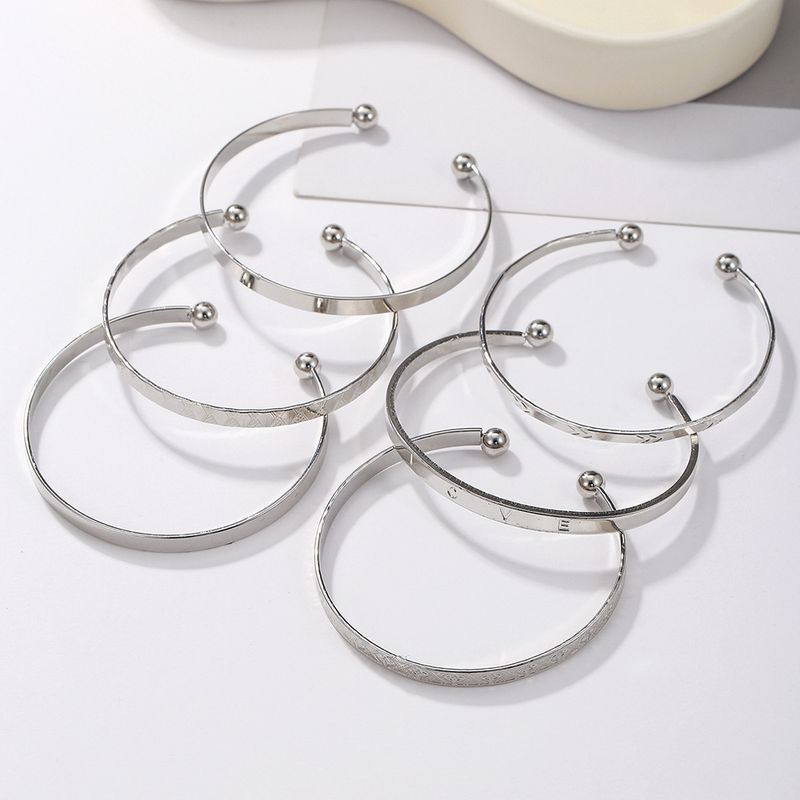 Bohemian Style LOVE Letter Bracelet Set Hammered Arrow Diamond Pattern Exaggerated Personality Open Bracelet_voghion.com