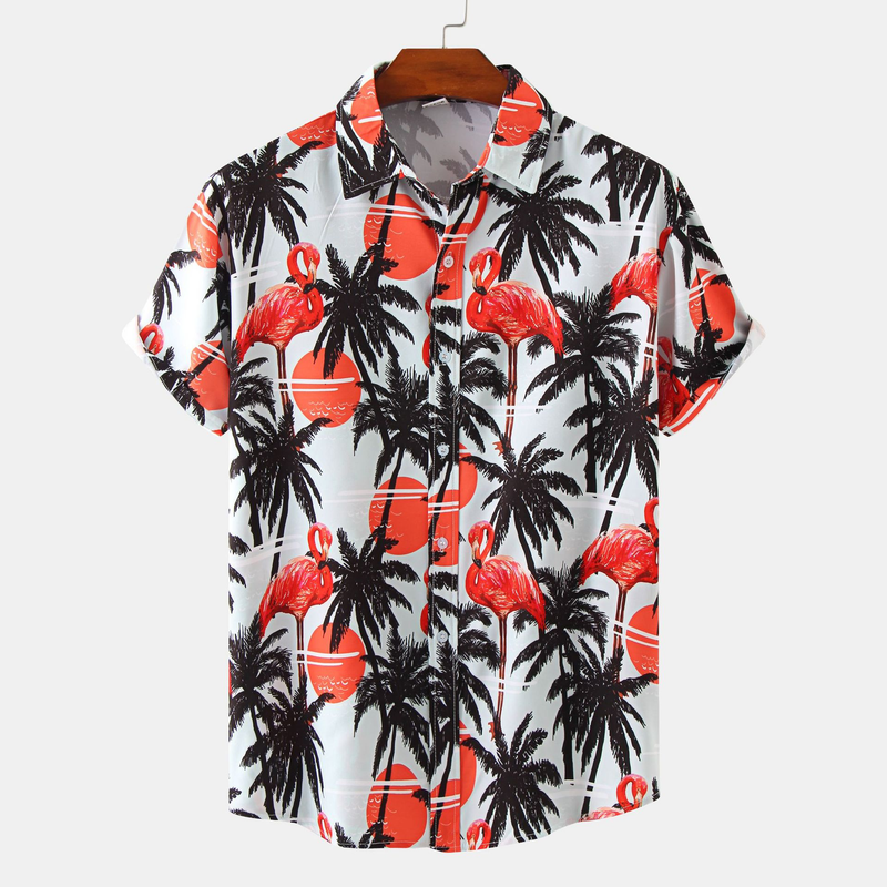 2024 Nuova camicia hawaiana stampata a maniche corte da uomo alla moda sulla spiaggia_voghion.com