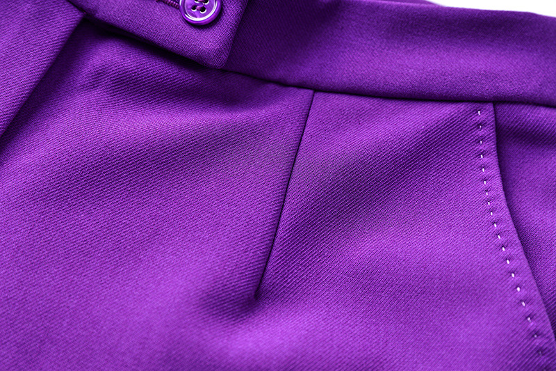 Veste de costume violette pour femmes, ensemble deux pièces, pantalon artisanal à bords perlés, ensemble deux pièces_voghion.com