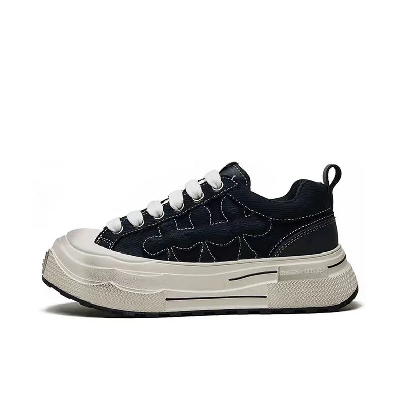 Verschleißfeste, dicke Sohle erhöht die Vintage-Destruction-Denim-Canvas-Schuhe für Männer und Frauen_voghion.com
