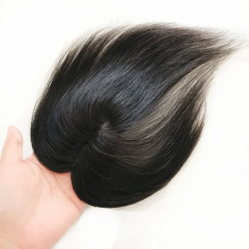 5x8cm Echthaar-Topper, dünnes Haarteil zum Anklipsen, Air Bangs für Frauen, deckt graues Haar ab_voghion.com