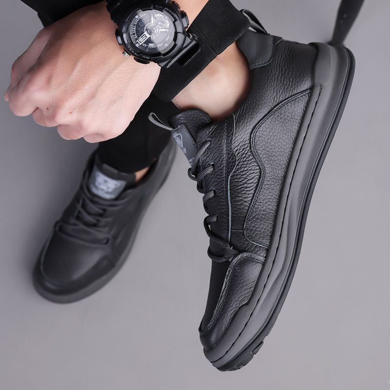 Schuhe Frühling Oberschicht Rindsleder Atmungsaktiv Weiche Sohle Trendy Vielseitig Herren Echtleder Bequem Rutschfest Mode_voghion.com