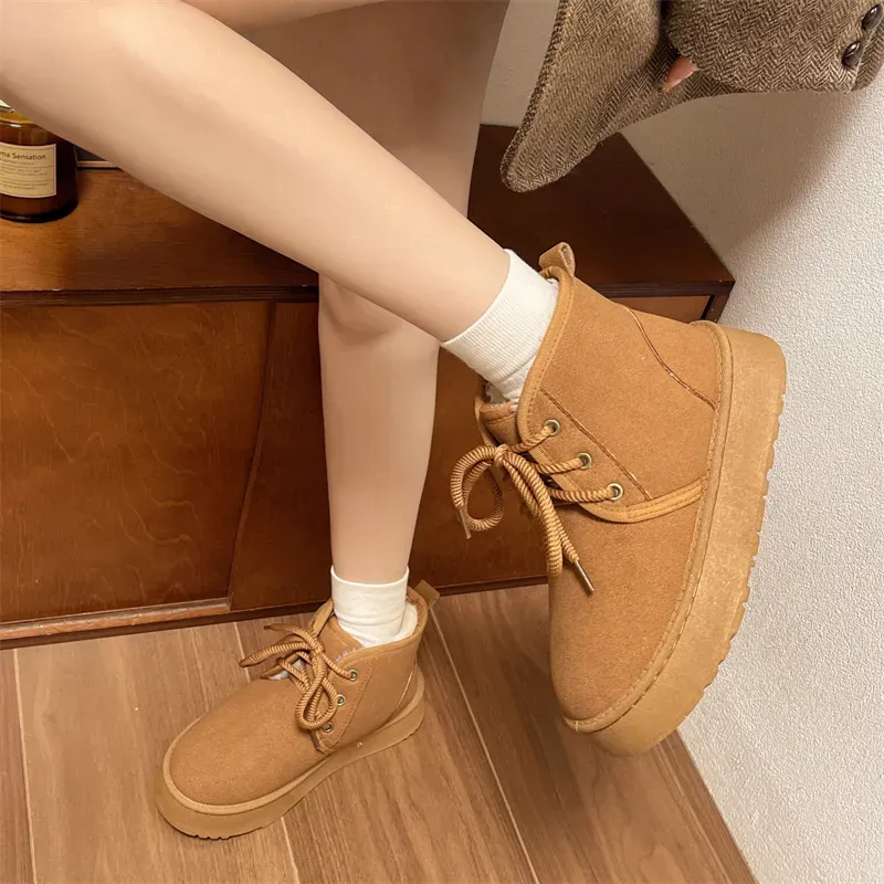 Chaussures en coton pour femme, livraison gratuite, bottes d'hiver chaudes et tendance, bottes de neige décontractées à plateforme._voghion.com