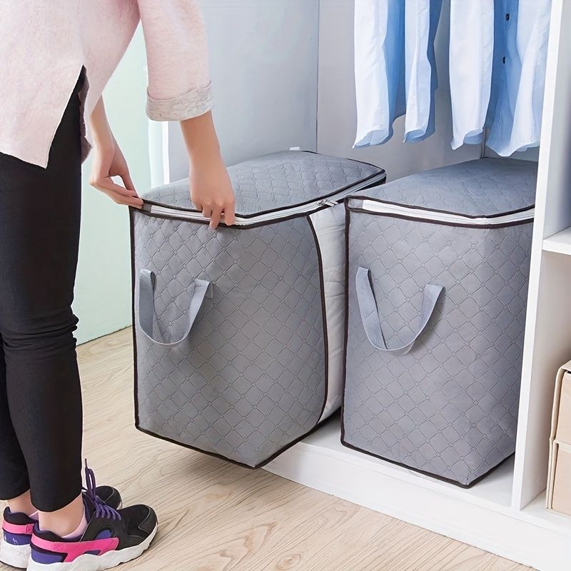 Güçlendirilmiş Saplı ve Sağlam Fermuarlı Büyük Şeffaf Plastik Saklama Çantası Giysiler, Yatak Takımları, Yorganlar, Tatil Dekorasyonları İçin Mükemmel_voghion.com