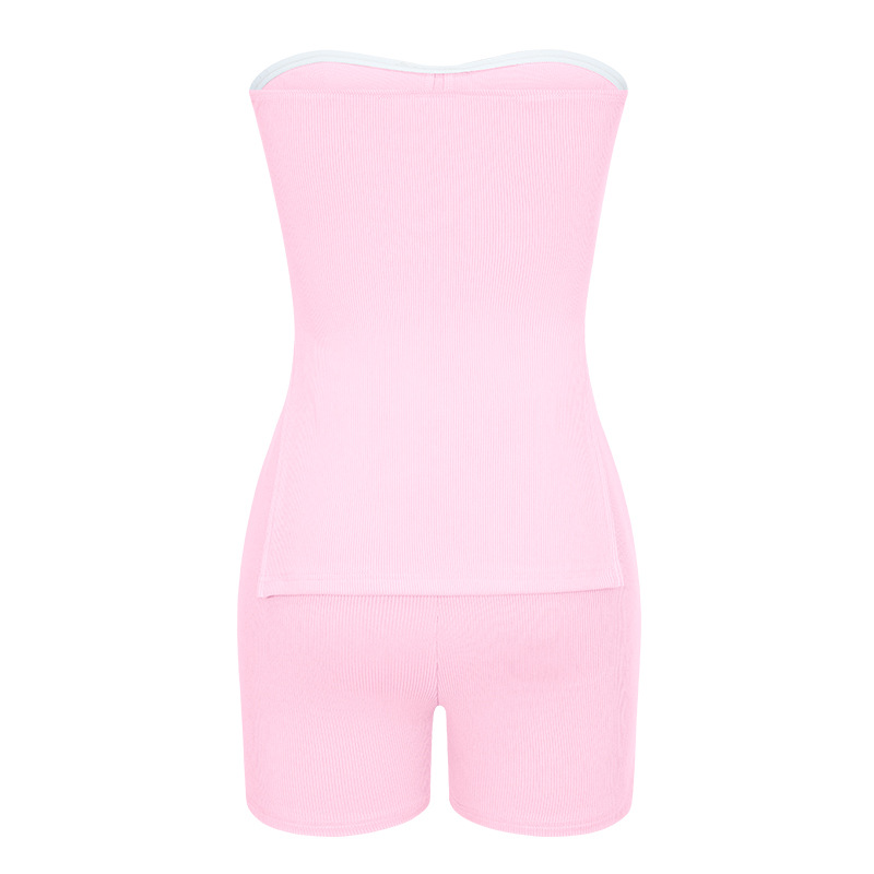 Women's knitted pit strip solid color fashion casual suit_voghion.com