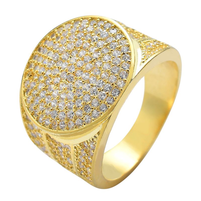 Echter galvanisierter, mikroeingelegter Zirkonia-Hip-Hop-Hiphop-Herren-Goldring_voghion.com