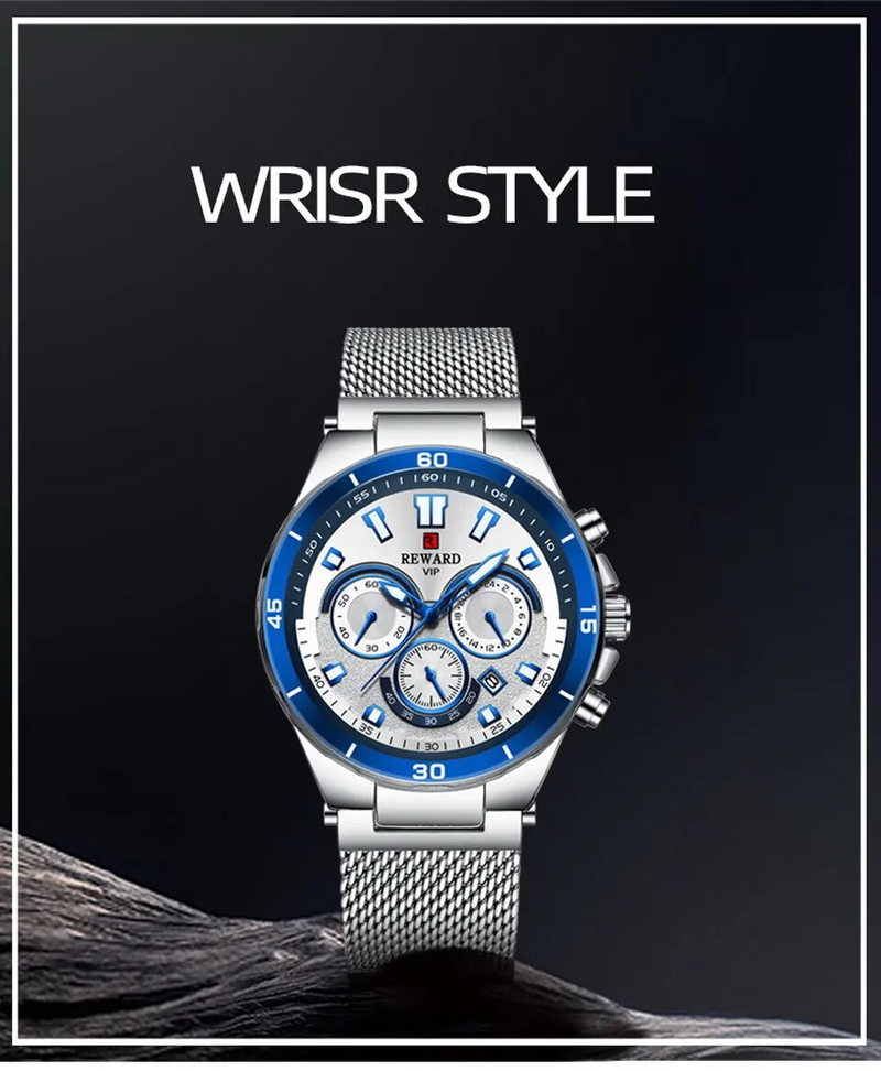 Men Wristwatch Luxury Waterproof Stainless Steel Watches Fashion Calendar Chronograph Wrist Watches Gift for Him_voghion.com