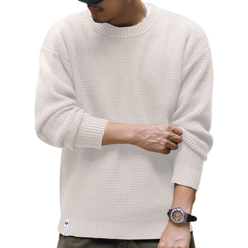 Blue Deer American Basic Strick Herbst/Winter Beige Loose Bottom Shirt mit Rundhalspullover für Herren_voghion.com