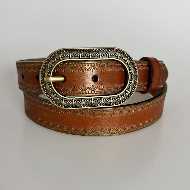 Gradient Color Leather Belt Belt Women's Trendy Niche Dark Gradient Color Leather Belt Retro Old_voghion.com