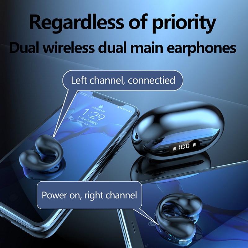 Auriculares Bluetooth 5,3 auriculares inalámbricos de conducción ósea auriculares deportivos estéreo HiFi con micrófono con cancelación de ruido_voghion.com
