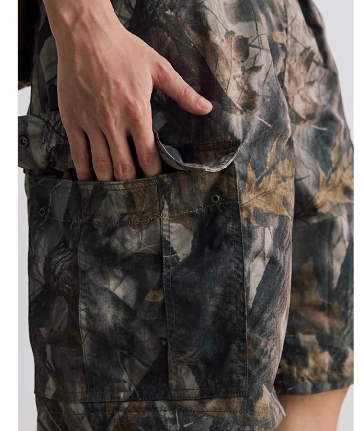 Men's Casual Camo Cargo Shorts – Japanese-Inspired Drawstring Utility Shorts With Breathable Cotton (Green, M-3XL)_voghion.com