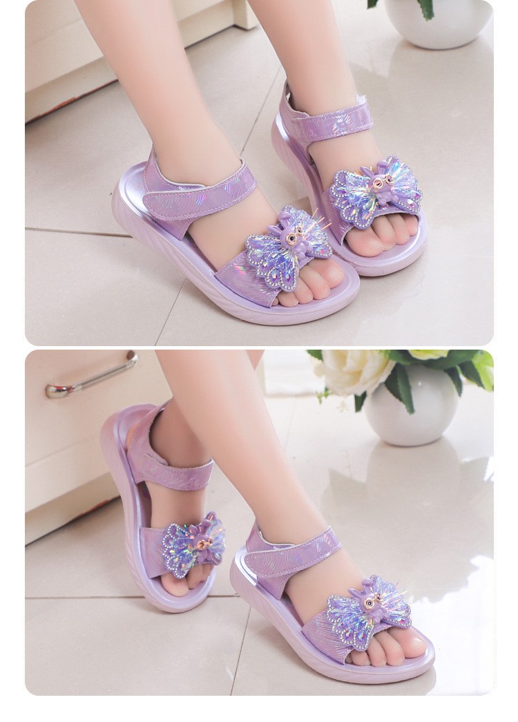 Sandali da bambina 2024 Estate Nuove scarpe da spiaggia Bow Lile, sandali da principessa per bambine grandi, alla moda e popolari su he_voghion.com