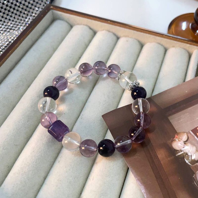 Perlenarmbänder Neun Lila Feuer Natürliches Amethyst-Armband Nationaler Stil Kleine Rote Multi-Schatz-Handornamente Original Weißes Kristallarmband_voghion.com