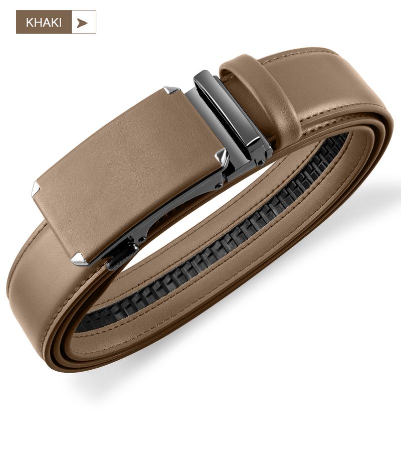 HOT Metal Automatic Buckle High Quality Leather Belts for Men Famous Brand Work Business Strap_voghion.com
