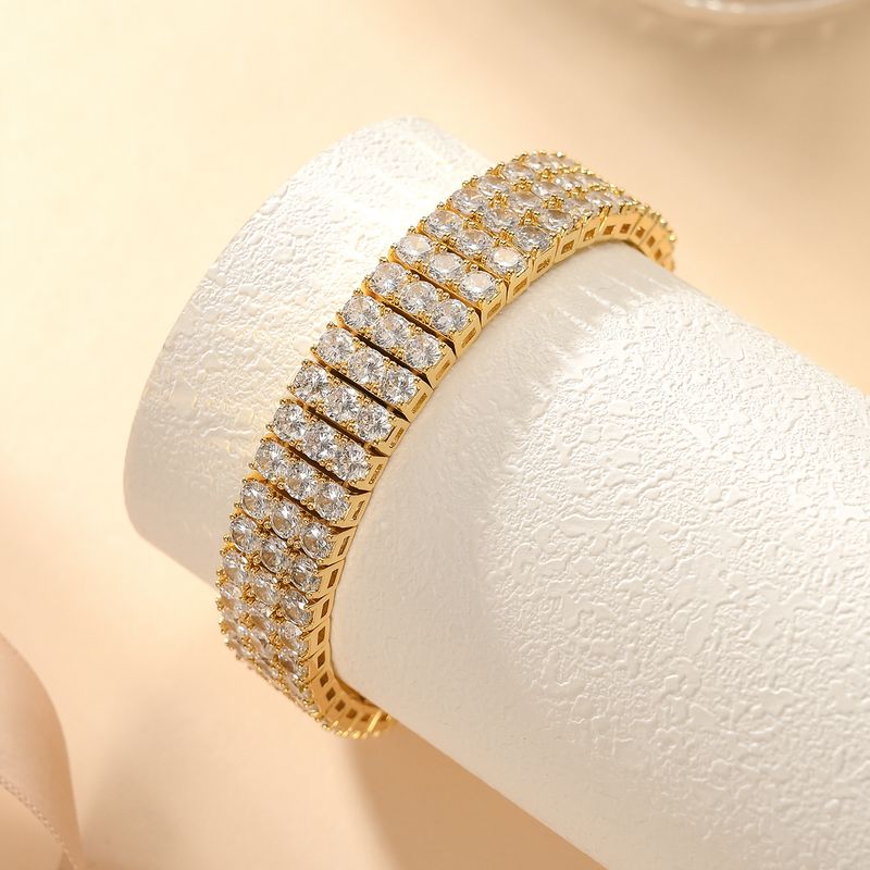 Braccialetti da donna con tre file di zirconi intarsiati in rame da 4 mm, catena da tennis_voghion.com