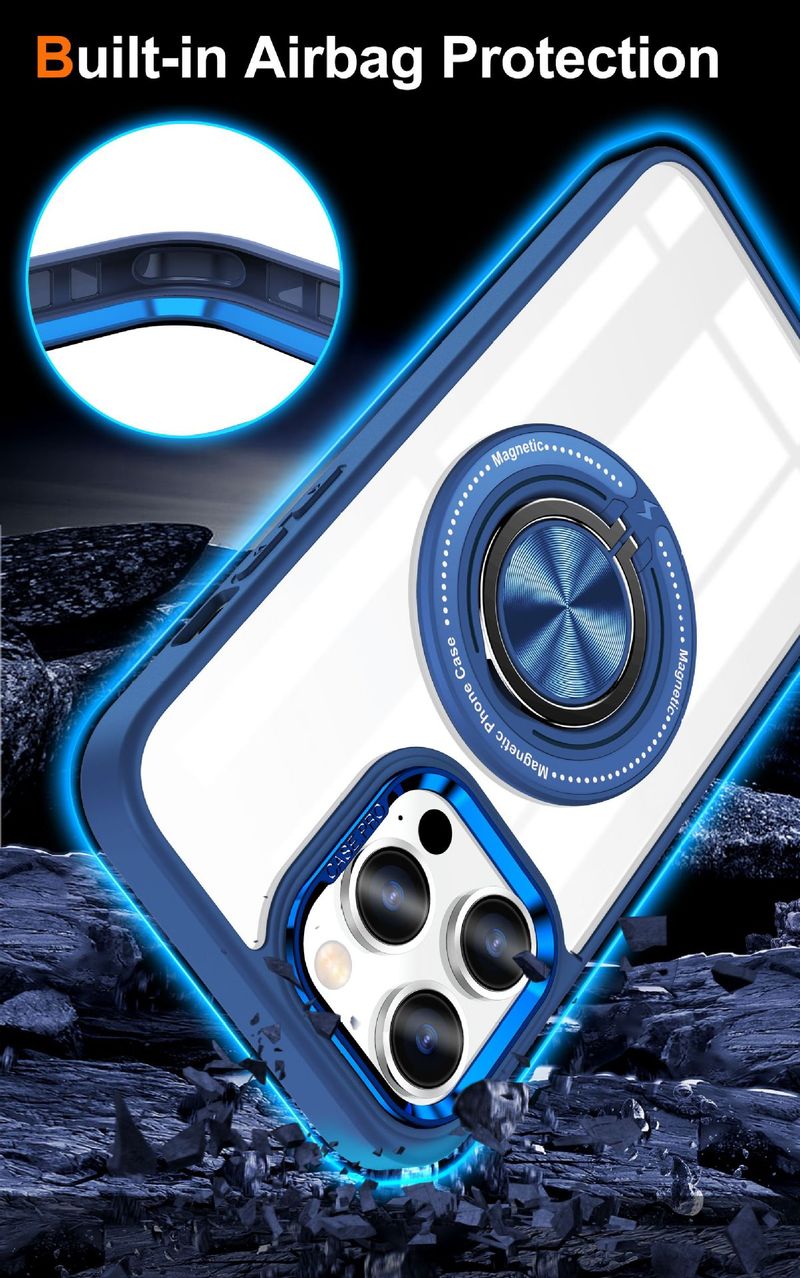 Phone Case & Covers Applicable 15Pro Mobile Phone Case Transparent Ring Car Invisible Bracket Magnetic Suction Protective Cover_voghion.com