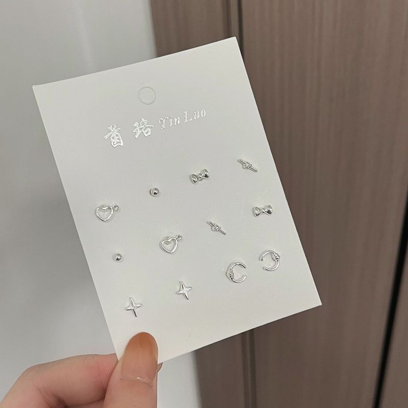 Set di orecchini alla moda, semplici, versatili e di base, per donne, in argento, adatti per spostamenti quotidiani._voghion.com