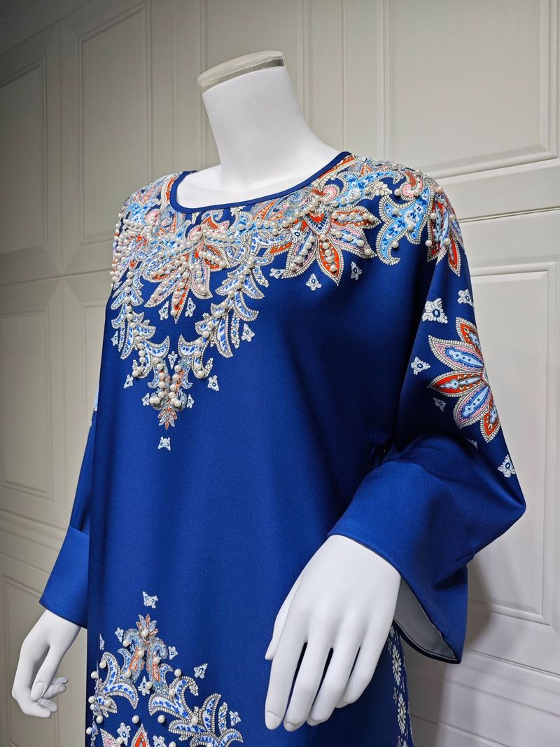 Abbigliamento da donna Abito alla moda musulmana Stampato Posizionamento Fiore Diamante caldo Abito da donna Abito mediorientale_voghion.com