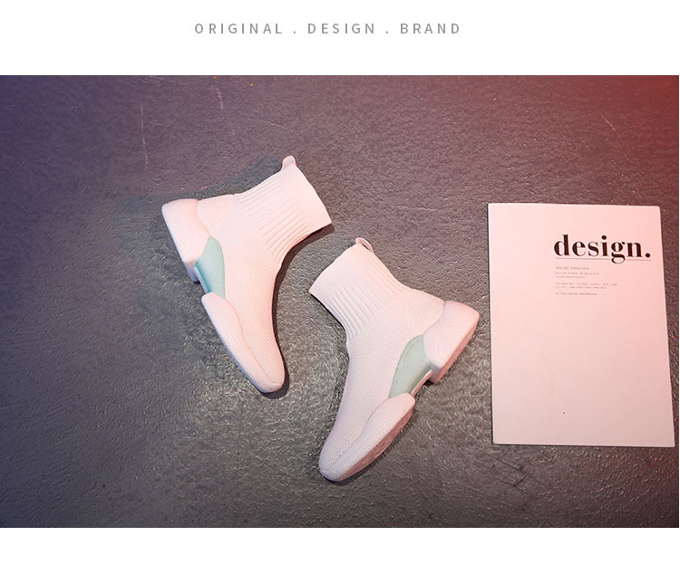 Elastic sock shoes women's 2022 spring new INS influencer Korean version of ulzzang casual sneakers flying woven sock boots_voghion.com