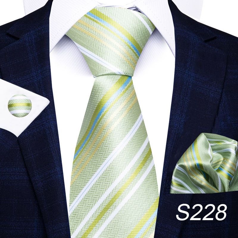 Corbata de seda de poliéster de alta calidad unisex para hombre, corbata formal de color sólido, bolsillo, toalla, gemelos, juego de jacquard_voghion.com