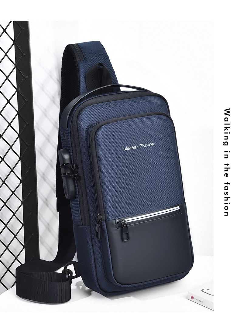 Fashionable Backpack Messenger Bag For Men Men's Shoulder Bag Large Capacity USB Oxford Waterproof Sports Chest Bag_voghion.com