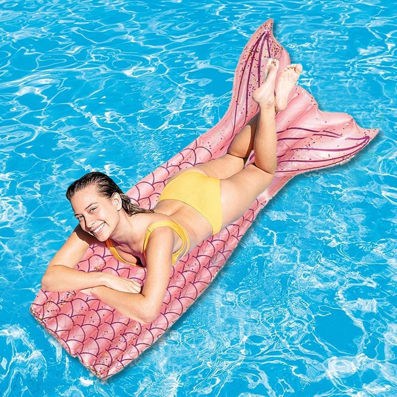 Glitter Mermaid Aufblasbare Schwimmende Reihe Fischschwanz Erwachsene Wasser Aufblasbare Schwimmende Bett Fahrt Spielzeug_voghion.com