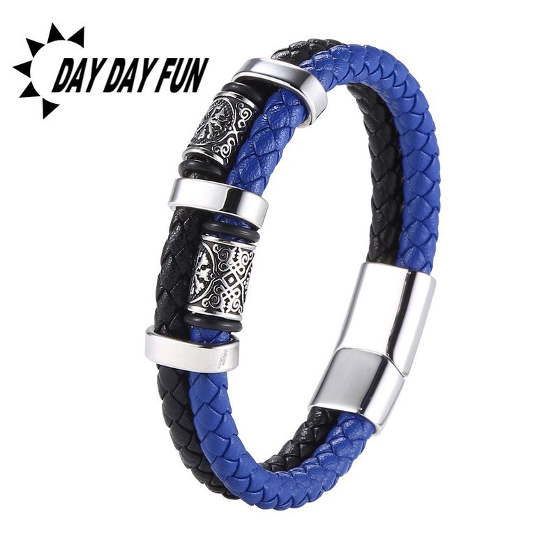 Nuovo braccialetto da uomo in acciaio inossidabile con chiusura magnetica incisa al laser, stile hip-hop rock_voghion.com