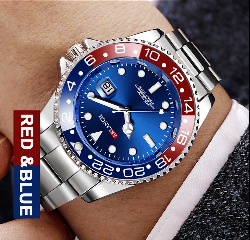 Men's Sporty Quartz Watch With Luminous Hands, Date Display, And 30M Water Resistance - Stainless Steel Case & Band, Mineral Crystal Glass_voghion.com