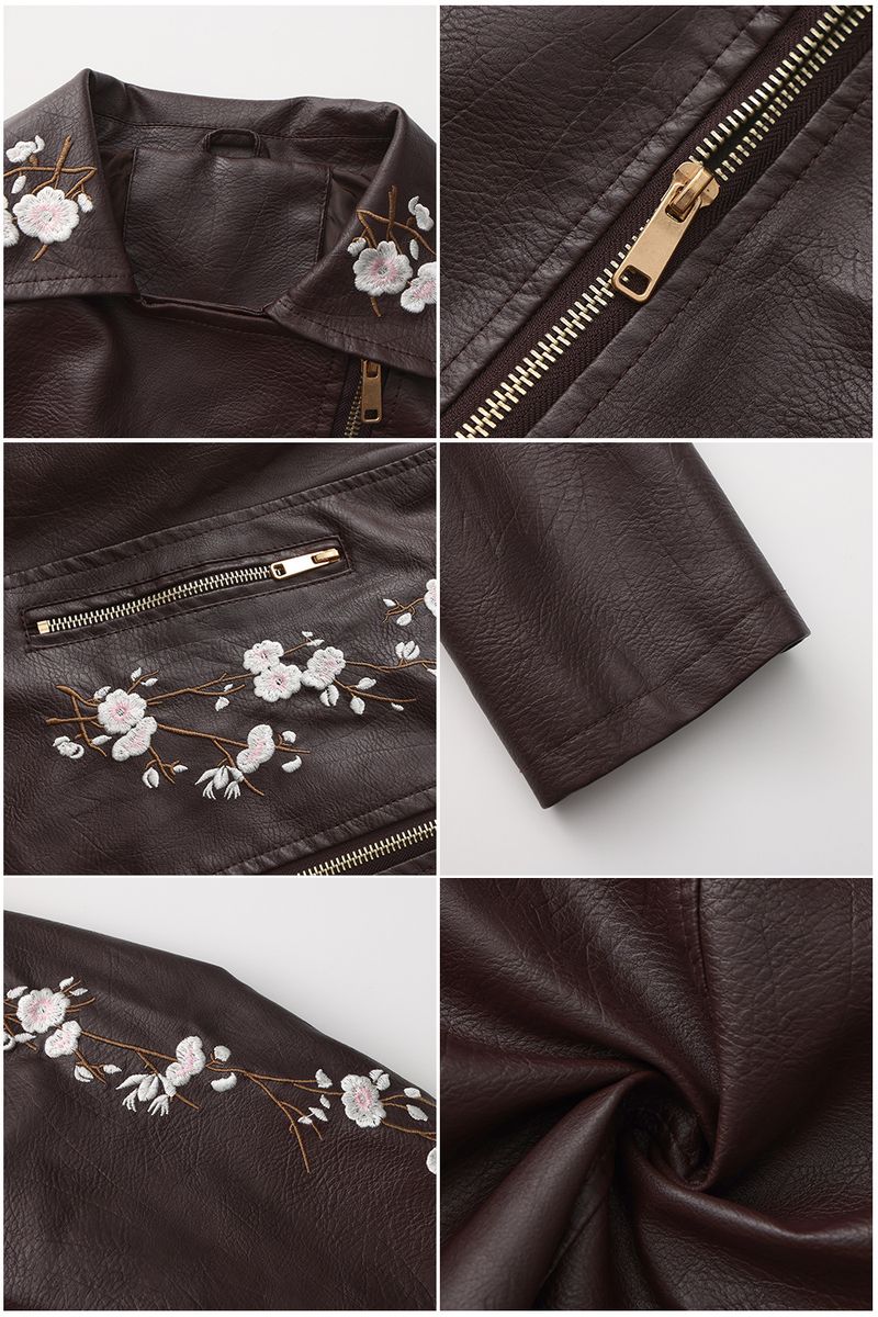 2025 New Embroidered Leather With Diagonal Zipper Long Sleeve Spring And Autumn Coat European Size Motorcycle Jacket_voghion.com