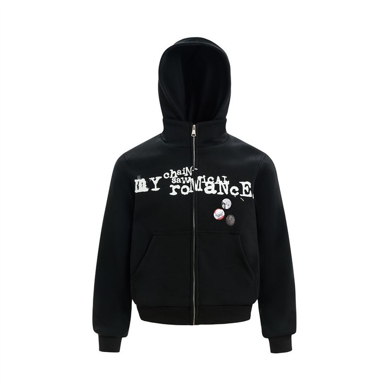 Abnehmbarer Badge Letter Print Kapuzenpullover Herren Herbst Loose Casual Trendy Ins Hoodie_voghion.com