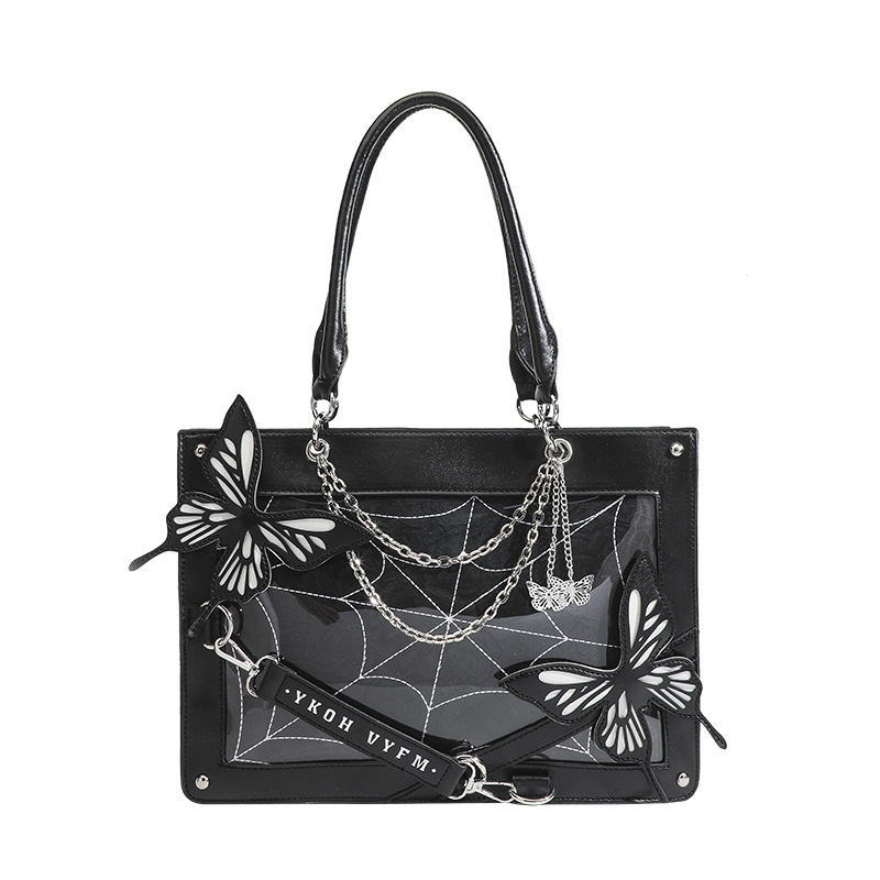 Borsa a tracolla da ragazza con manico a forma di farfalla e labirinto in stile scuro_voghion.com