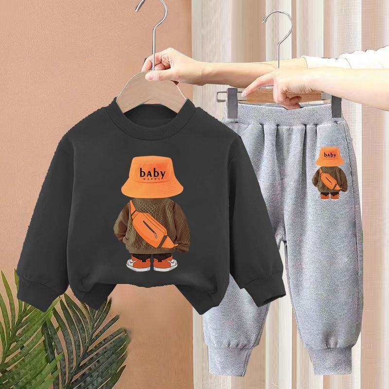 Conjunto deportivo informal de dos piezas para niño: sudadera de algodón cómoda con capucha y pantalón deportivo para primavera y otoño (de 3 a 8 años, varios colores)_voghion.com