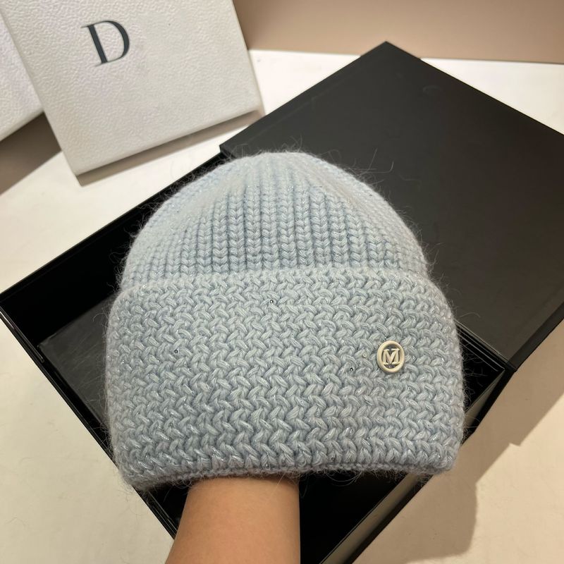 Pohjoismainen paksu kaninvilla ja talven lämpökiiltävä M-etiketti neulottu hattu muoti korealainen versio, jossa näkyy pieni pää_voghion.com