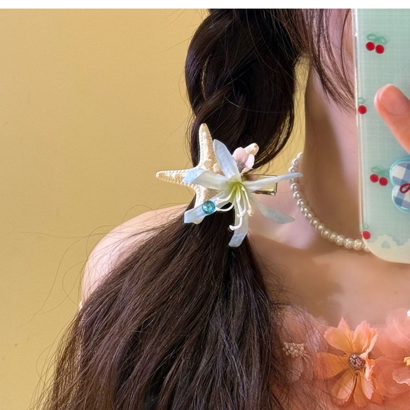 Fiori Stella Marina Nuovo Stile Vacanza al Mare, Piccola Clip Fresca a Becco d'Anatra, Dolce Clip Laterale_voghion.com