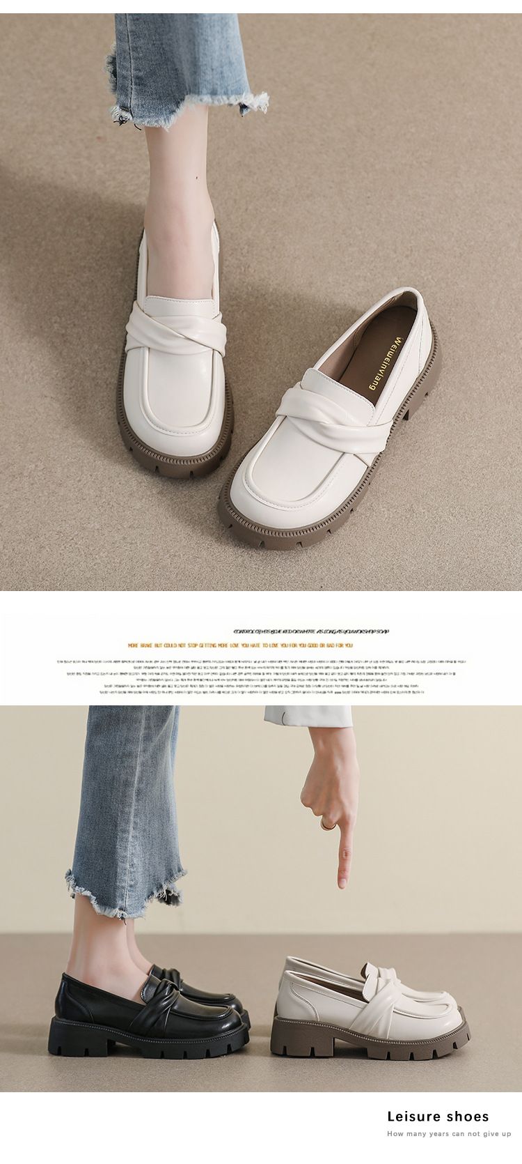 Platform Loafers Women's One-pedal Black Retro Small Leather Shoes College Style Soft-soled Single Shoes_voghion.com